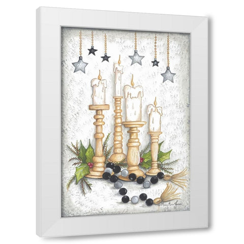 Candlelit Christmas White Modern Wood Framed Art Print by June, Mary Ann
