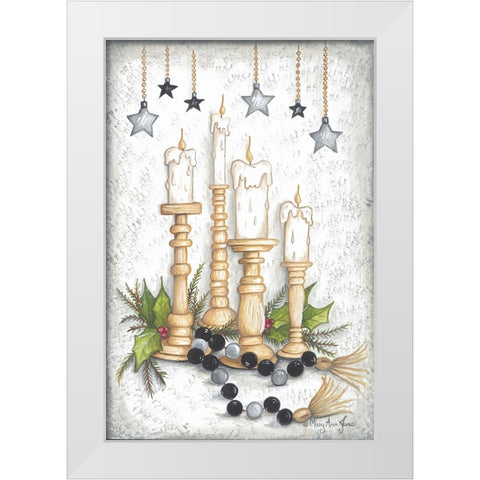 Candlelit Christmas White Modern Wood Framed Art Print by June, Mary Ann