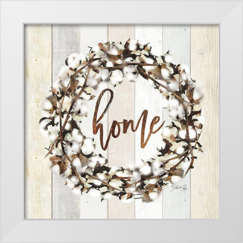 Home Cotton Wreath White Modern Wood Framed Art Print by Rae, Marla