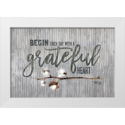 Grateful Heart White Modern Wood Framed Art Print by Rae, Marla