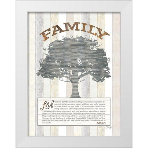 Family Prayer Tree White Modern Wood Framed Art Print by Rae, Marla