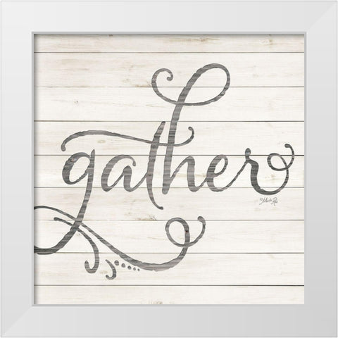 Simple Words - Gather White Modern Wood Framed Art Print by Rae, Marla