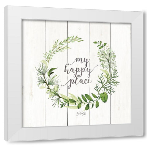 My Happy Place Wreath White Modern Wood Framed Art Print by Rae, Marla