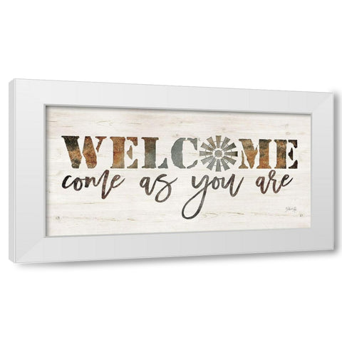 Welcome Come as You Are White Modern Wood Framed Art Print by Rae, Marla