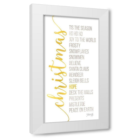 Christmas Sentiments White Modern Wood Framed Art Print by Rae, Marla