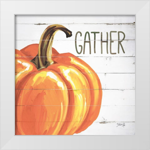 Gather Pumpkin White Modern Wood Framed Art Print by Rae, Marla