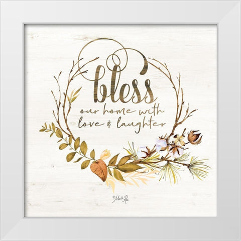 Bless Our Home Fall Foliage White Modern Wood Framed Art Print by Rae, Marla