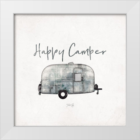 Happy Camper White Modern Wood Framed Art Print by Rae, Marla