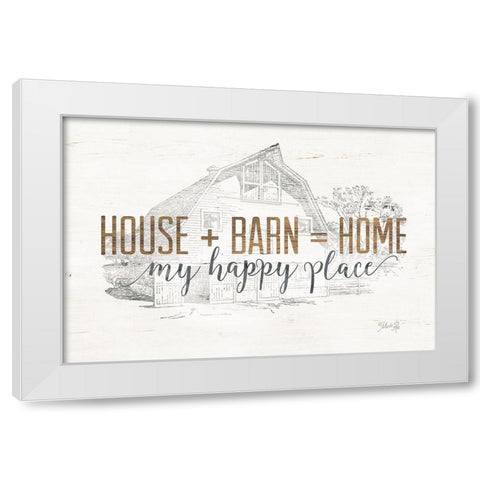 House + Barn = Home White Modern Wood Framed Art Print by Rae, Marla