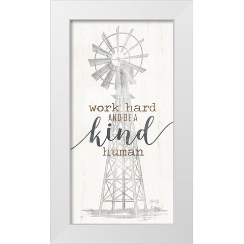 Be Kind Windmill White Modern Wood Framed Art Print by Rae, Marla