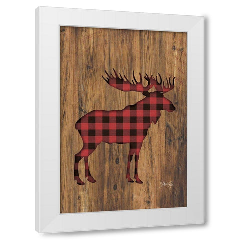 Buffalo Plaid Moose White Modern Wood Framed Art Print by Rae, Marla