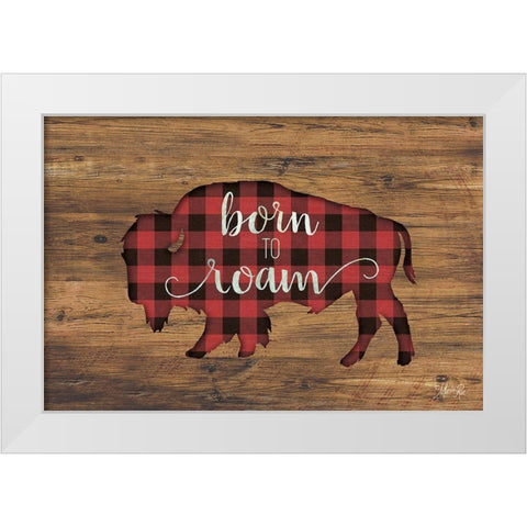Born to Roam Bison White Modern Wood Framed Art Print by Rae, Marla