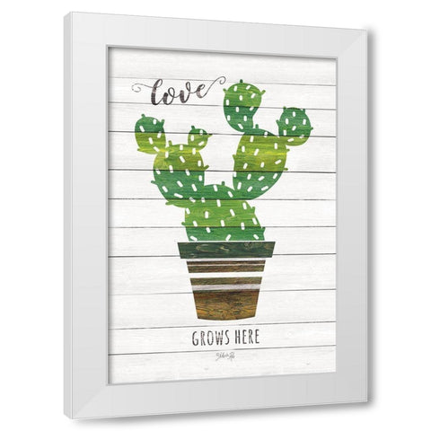 Love Grows Here White Modern Wood Framed Art Print by Rae, Marla