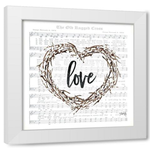 Old Rugged Heart Love Wreath White Modern Wood Framed Art Print by Rae, Marla