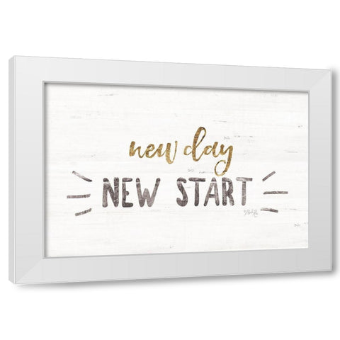 New Day, New Start White Modern Wood Framed Art Print by Rae, Marla
