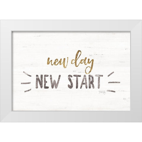 New Day, New Start White Modern Wood Framed Art Print by Rae, Marla