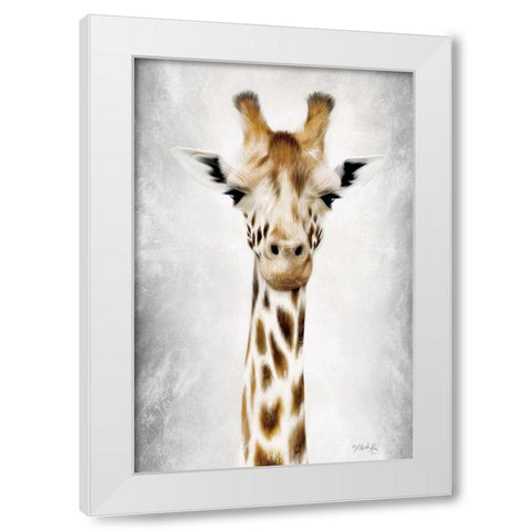 Geri the Giraffe Up Close White Modern Wood Framed Art Print by Rae, Marla
