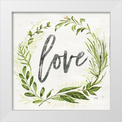 Love Greenery Wreath  White Modern Wood Framed Art Print by Rae, Marla
