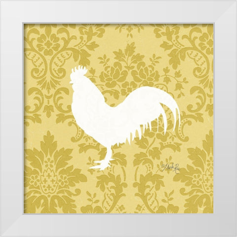 Rooster Silhouette White Modern Wood Framed Art Print by Rae, Marla