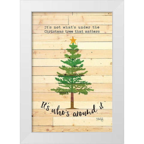 Under the Christmas Tree White Modern Wood Framed Art Print by Rae, Marla