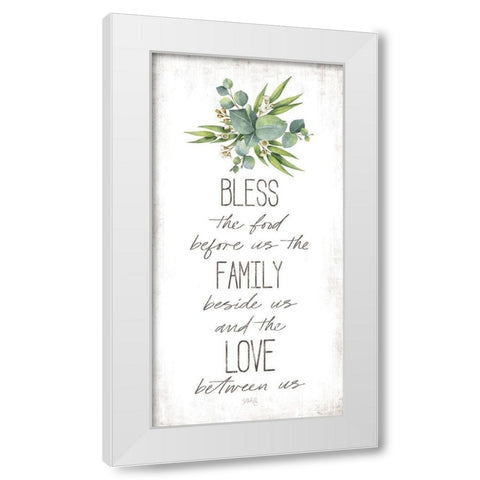 Dinner Blessing White Modern Wood Framed Art Print by Rae, Marla