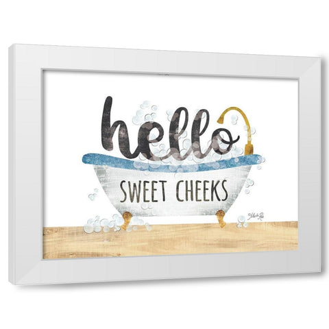 Hello Sweet Cheeks White Modern Wood Framed Art Print by Rae, Marla