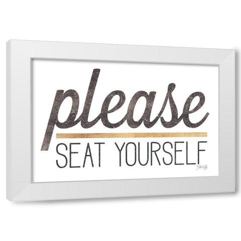 Please Seat Yourself White Modern Wood Framed Art Print by Rae, Marla