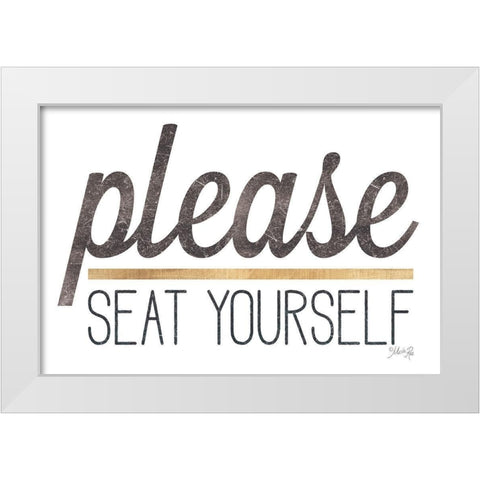 Please Seat Yourself White Modern Wood Framed Art Print by Rae, Marla