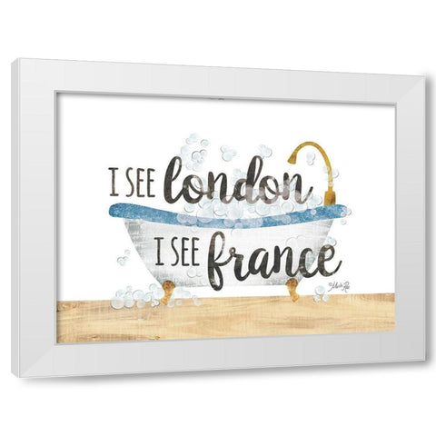 I See London Bathtub White Modern Wood Framed Art Print by Rae, Marla