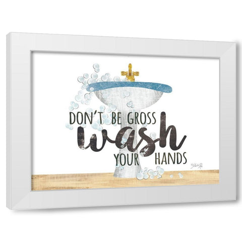 Wash Your Hands Sink White Modern Wood Framed Art Print by Rae, Marla