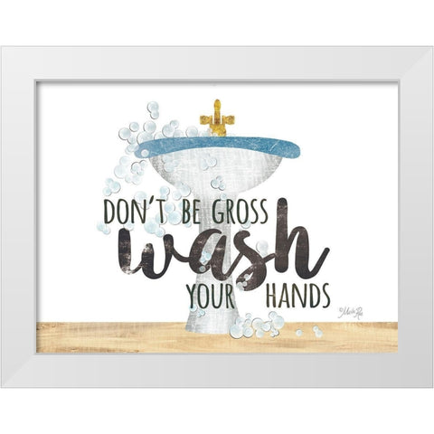 Wash Your Hands Sink White Modern Wood Framed Art Print by Rae, Marla