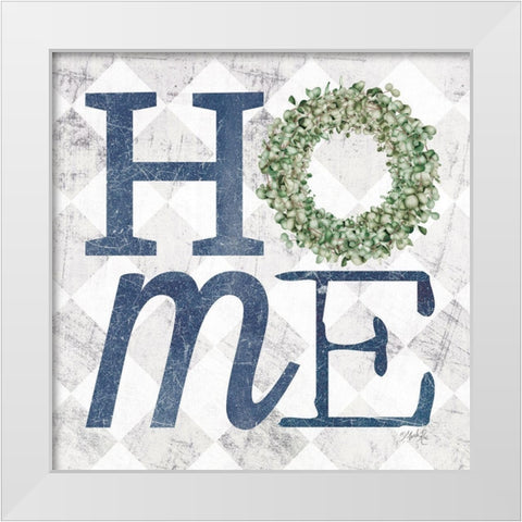 Home with Eucalyptus Wreath III White Modern Wood Framed Art Print by Rae, Marla
