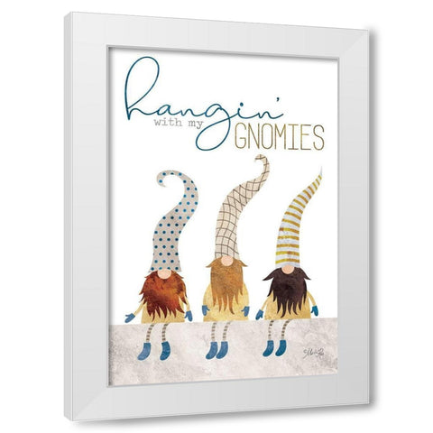 Hangin With My Gnomies White Modern Wood Framed Art Print by Rae, Marla