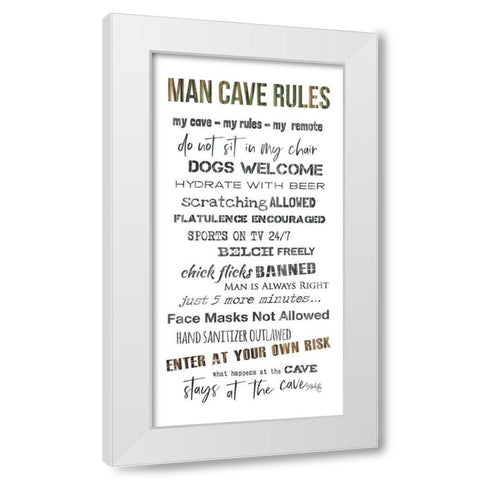 Man Cave Rules I White Modern Wood Framed Art Print by Rae, Marla