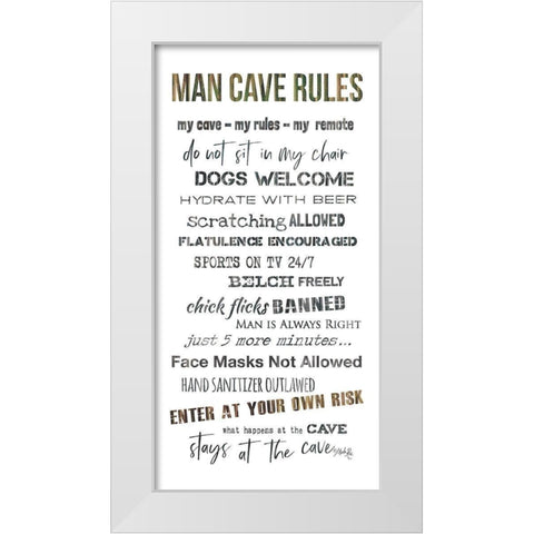 Man Cave Rules I White Modern Wood Framed Art Print by Rae, Marla