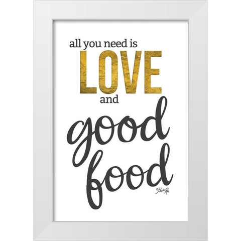 Love and Good Food White Modern Wood Framed Art Print by Rae, Marla