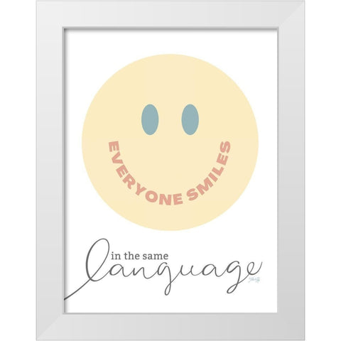 Everyone Smiles White Modern Wood Framed Art Print by Rae, Marla