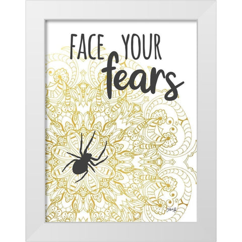 Face Your Fears Spider White Modern Wood Framed Art Print by Rae, Marla