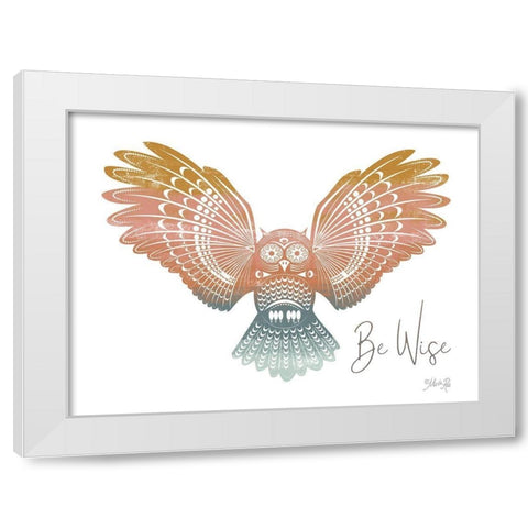 Be Wise Owl White Modern Wood Framed Art Print by Rae, Marla