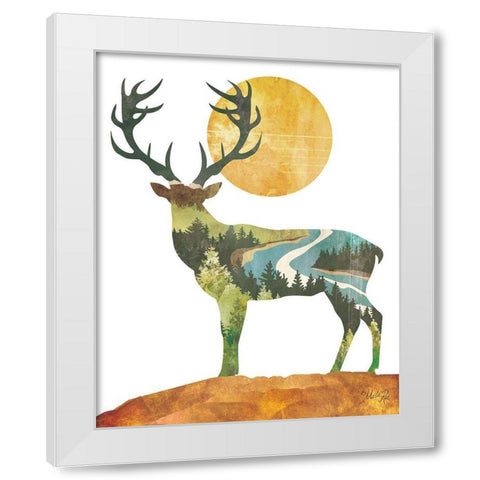 Forest Deer White Modern Wood Framed Art Print by Rae, Marla