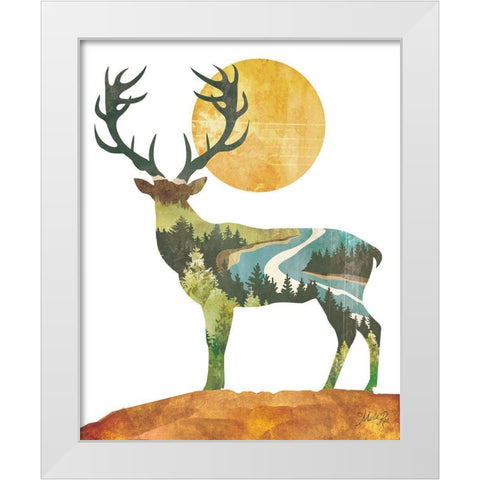 Forest Deer White Modern Wood Framed Art Print by Rae, Marla