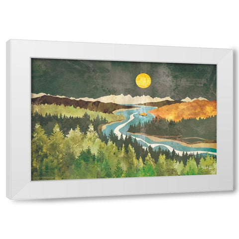 Mountain Moonlight White Modern Wood Framed Art Print by Rae, Marla