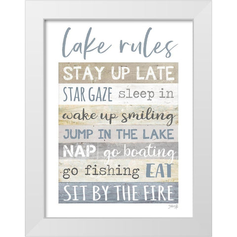 Lake Rules White Modern Wood Framed Art Print by Rae, Marla