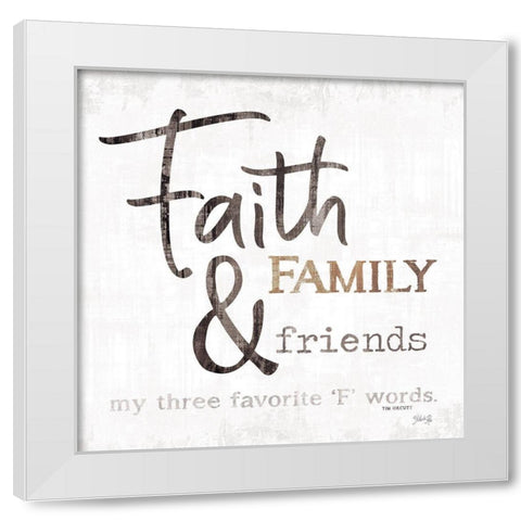 Three Favorite F words White Modern Wood Framed Art Print by June, Mary Ann