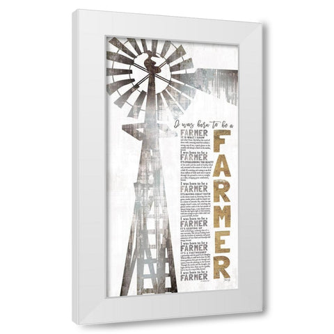 Born to be a Farmer White Modern Wood Framed Art Print by Rae, Marla