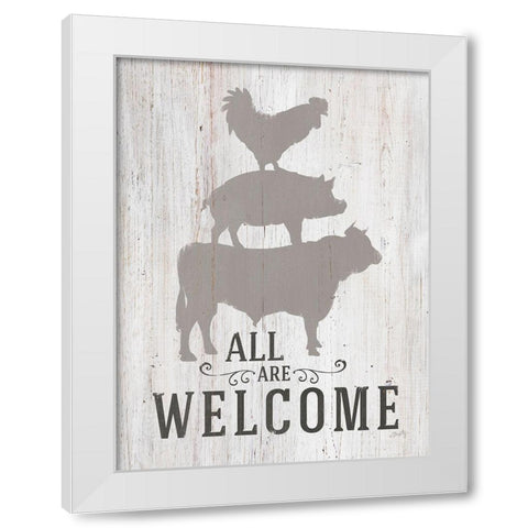 All Are Welcome White Modern Wood Framed Art Print by Michelle, Misty