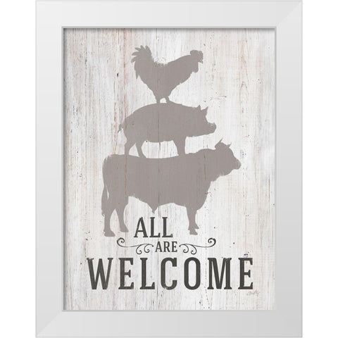 All Are Welcome White Modern Wood Framed Art Print by Michelle, Misty