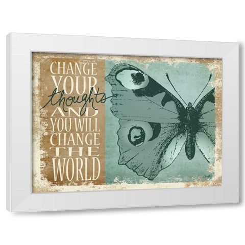Change Your Thoughts White Modern Wood Framed Art Print by Michelle, Misty
