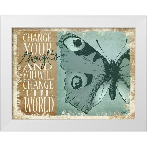 Change Your Thoughts White Modern Wood Framed Art Print by Michelle, Misty