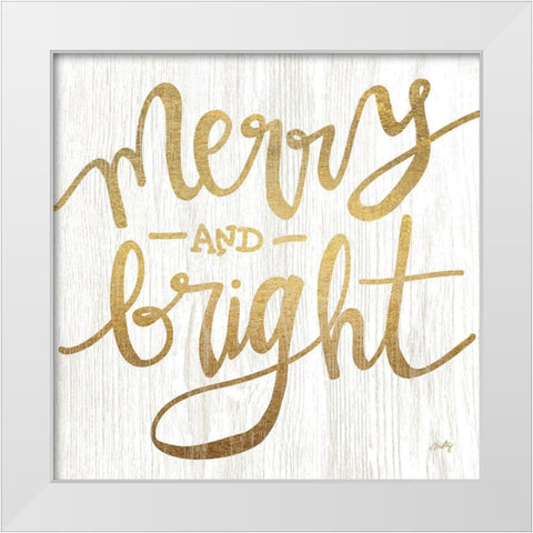 Merry and Bright White Modern Wood Framed Art Print by Michelle, Misty